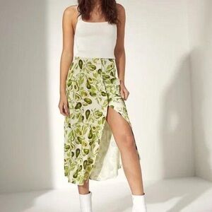Aritzia Avocado Print mini/max skirt with slit
